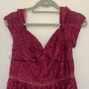 DB Studio red shimmer sequin short sleeve dress, size 12, originally $119.95